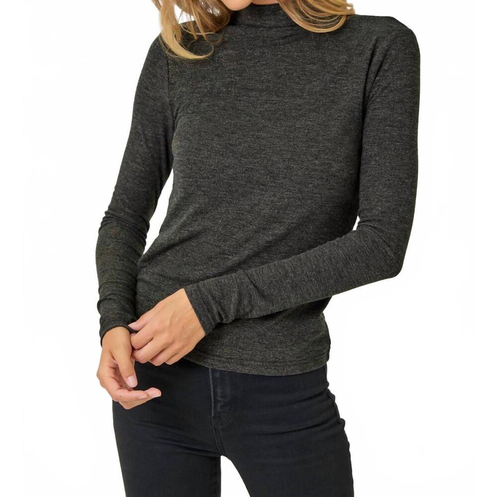 NEW MYSTREE knit mock neck long sleeve top in black